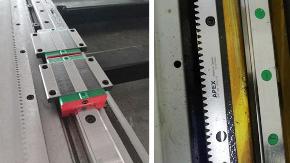 Sistema de transmisión de cremallera de engranajes de los ejes X e Y